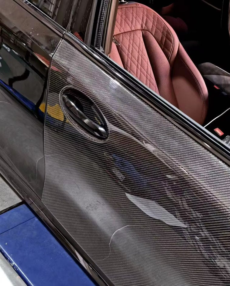 G8X Dry Carbon Fiber Door - Installed on Car Closeup